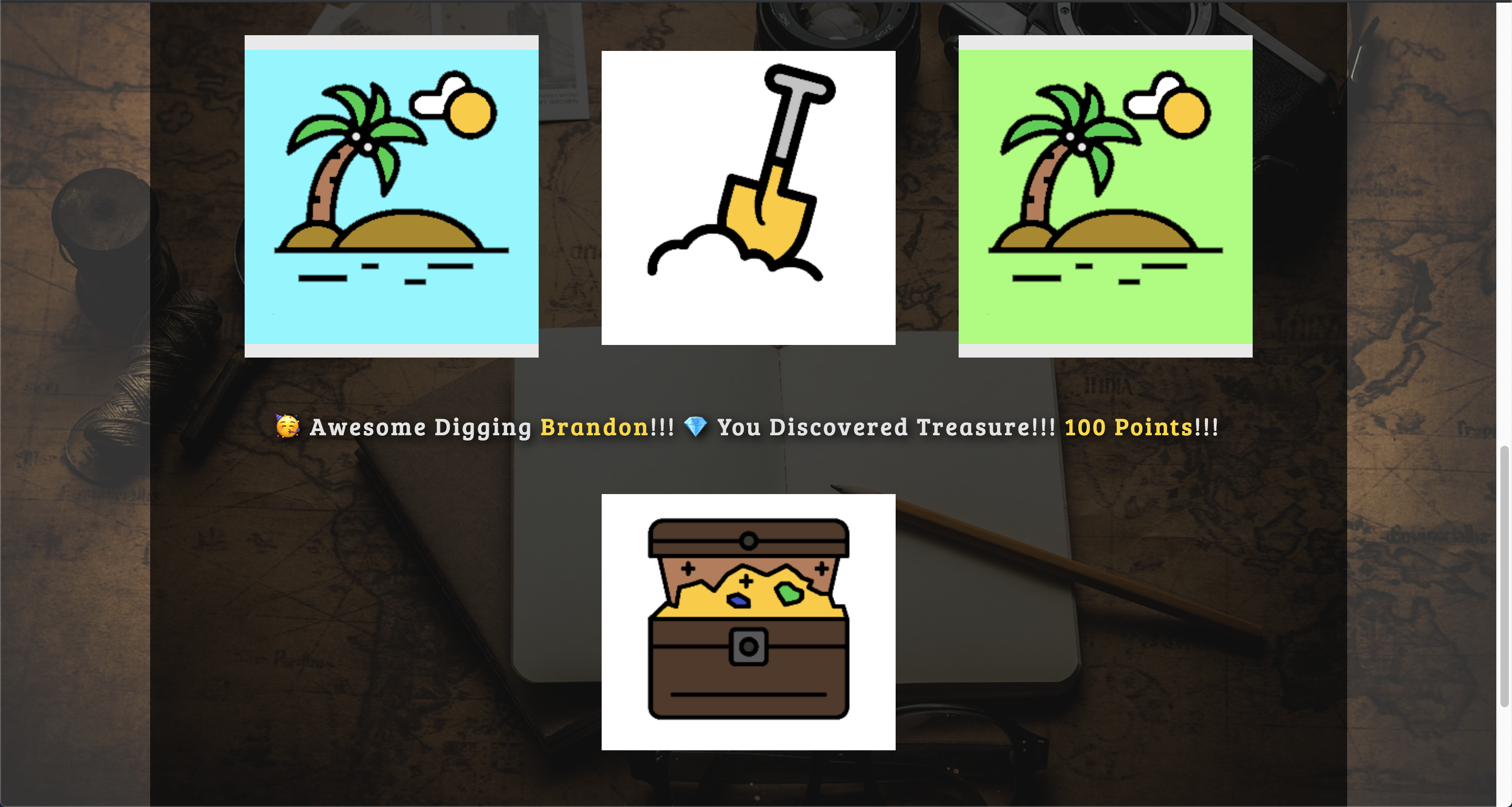 Treasure Hunt Game app with pirate map background